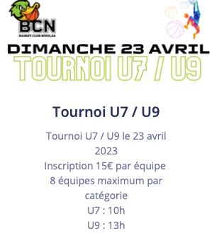 Tournoi U7 / U9 – Dimanche 23 avril